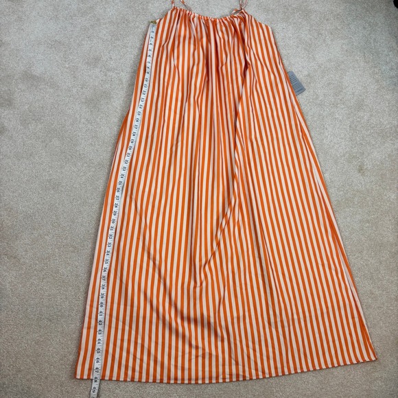 Petal & Pup Lumina Stripe Orange White Maxi Dress Spaghetti Strap Tie Neck Sz L - Picture 6 of 8